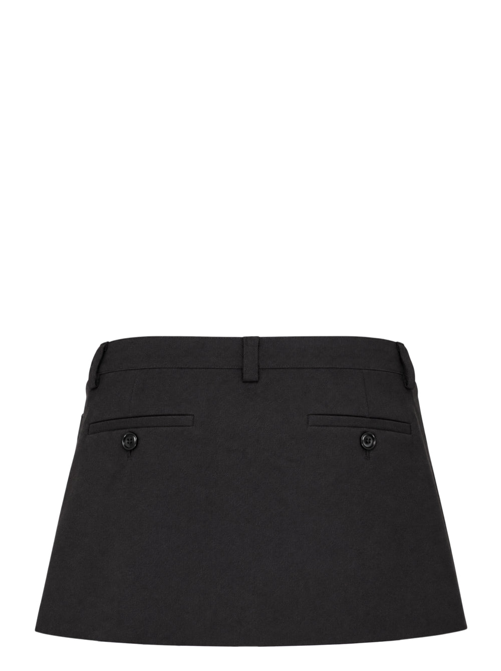 Glowny Polly Wrap Skorts in black, featuring a wrap-front A-line mini silhouette with structured waistband, belt loops, and button fastening - view 2