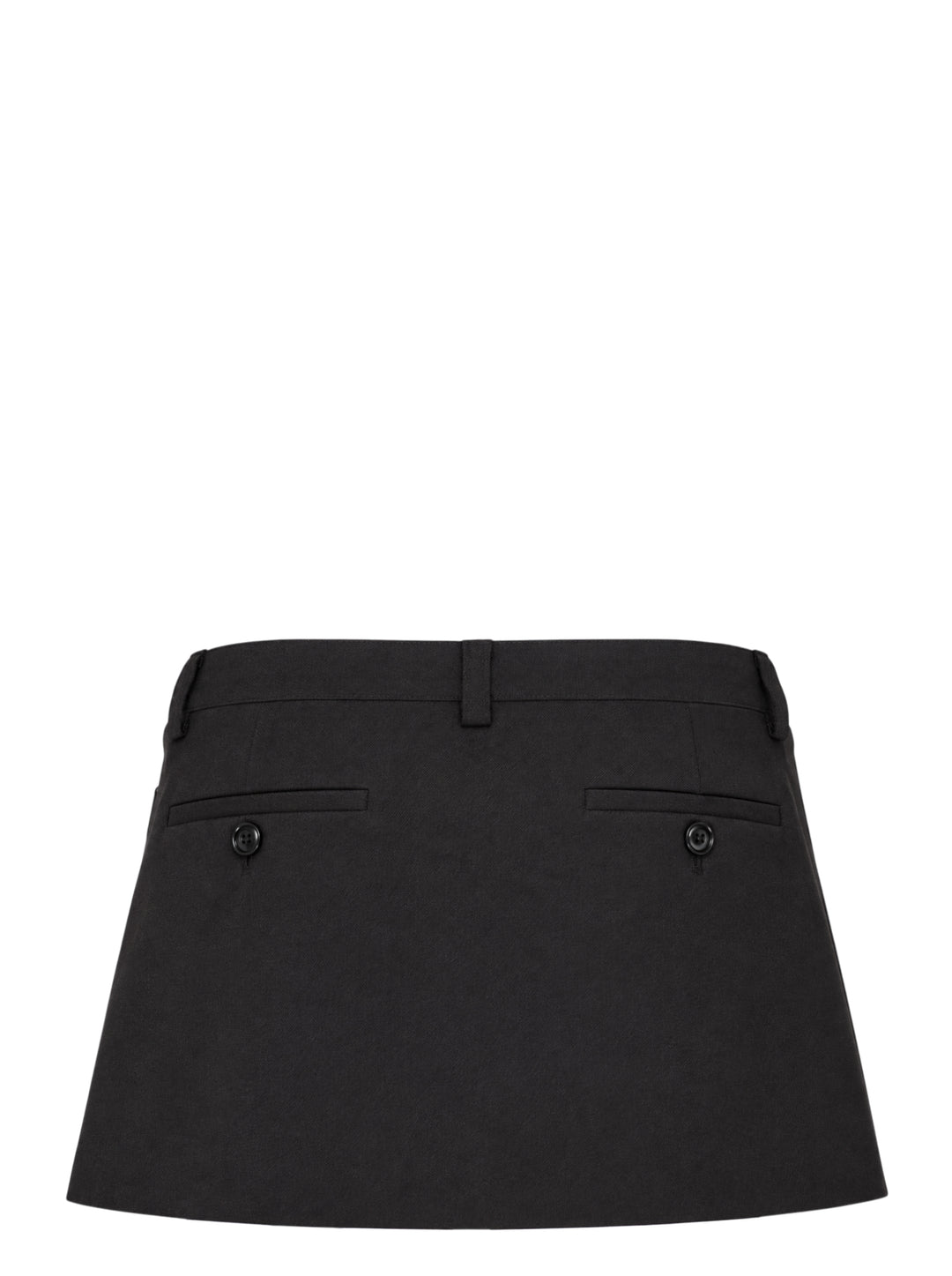 Glowny Polly Wrap Skorts in black, featuring a wrap-front A-line mini silhouette with structured waistband, belt loops, and button fastening - view 2