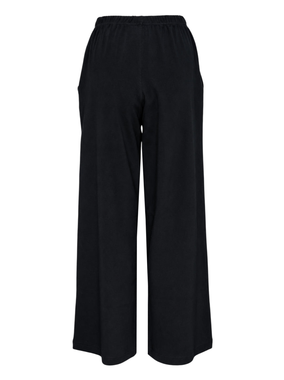 Glowny Button Fly Wide Leg Pants in black, featuring an elasticated waistband, three-button fly placket, wide-leg silhouette, and woven brand label tab at the hip - view 2