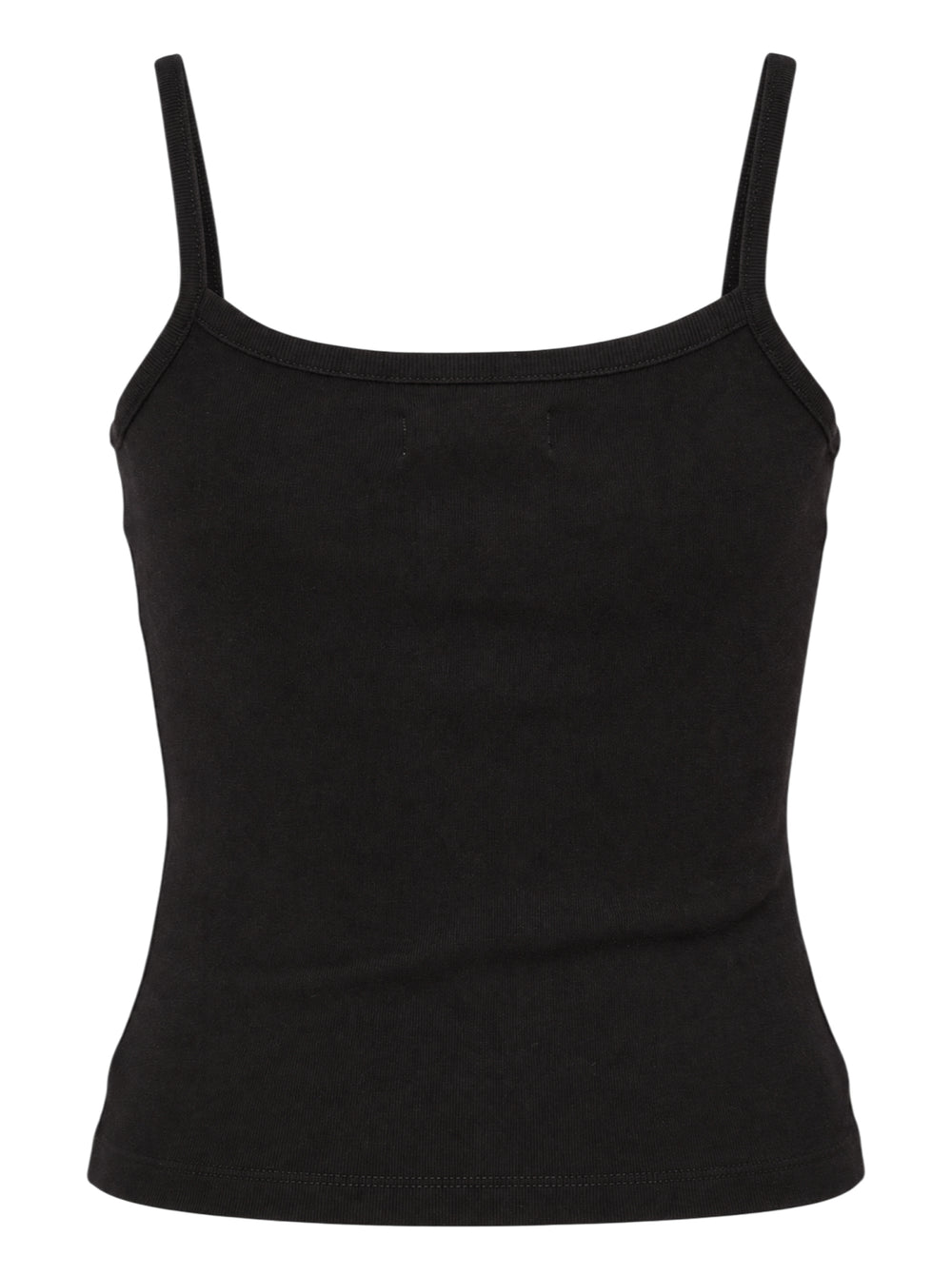 Glowny Classic Camisole in black — fine ribbed fabric, square neckline, thin straps, and woven brand label at the hem, shown on a flat lay against a white background - view 2