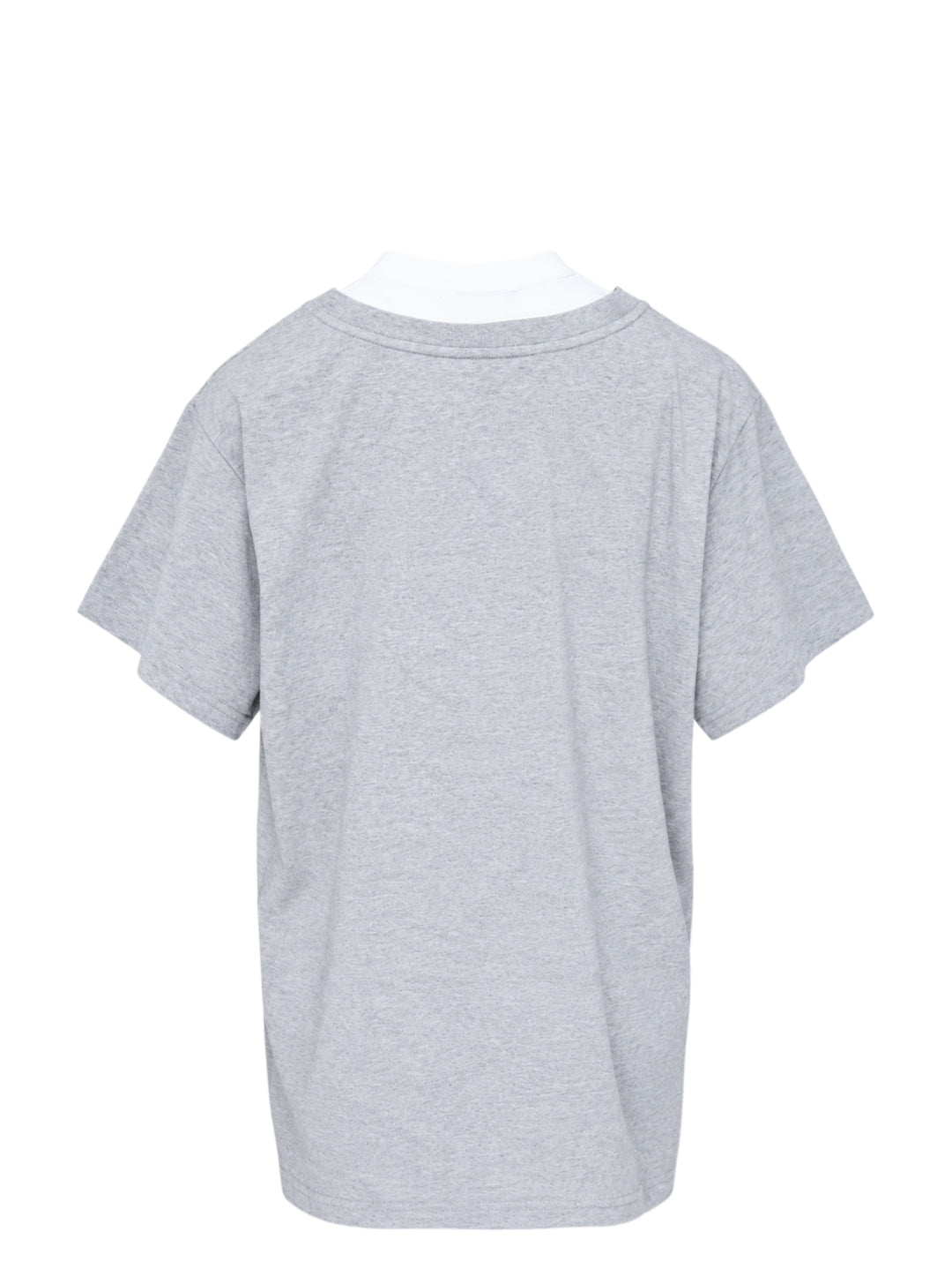 Mardi Mercredi oversized heather grey layered V-neck tee with white under-layer and burgundy varsity daisy graphic - view 2