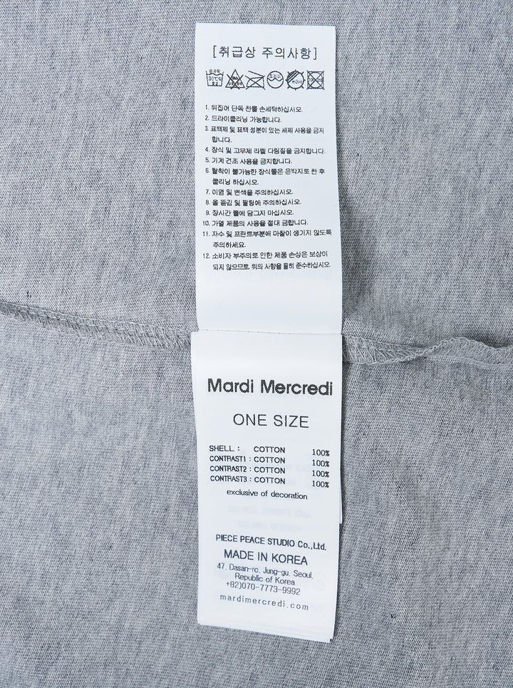 Mardi Mercredi oversized heather grey layered V-neck tee with white under-layer and burgundy varsity daisy graphic - view 3