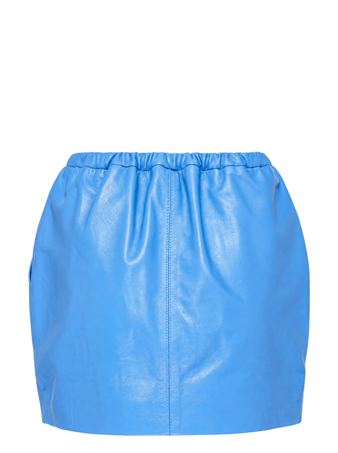 Mardi Mercredi blue lambskin mini skirt with gathered elasticated waistband, shown from the back - view 2