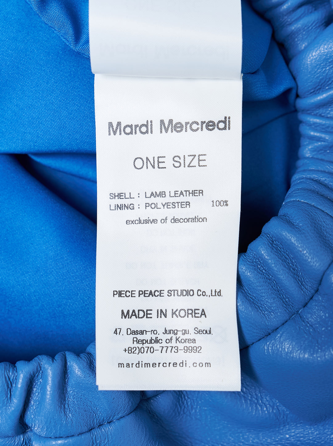 Mardi Mercredi blue lambskin mini skirt with gathered elasticated waistband, shown from the back - view 3