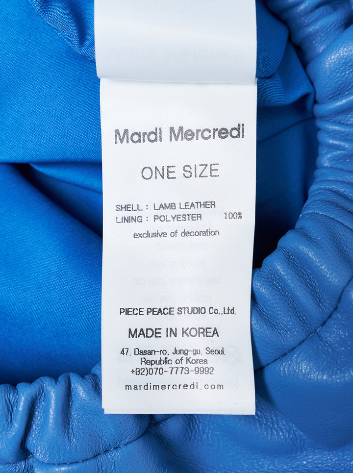 Mardi Mercredi blue lambskin mini skirt with gathered elasticated waistband, shown from the back - view 3