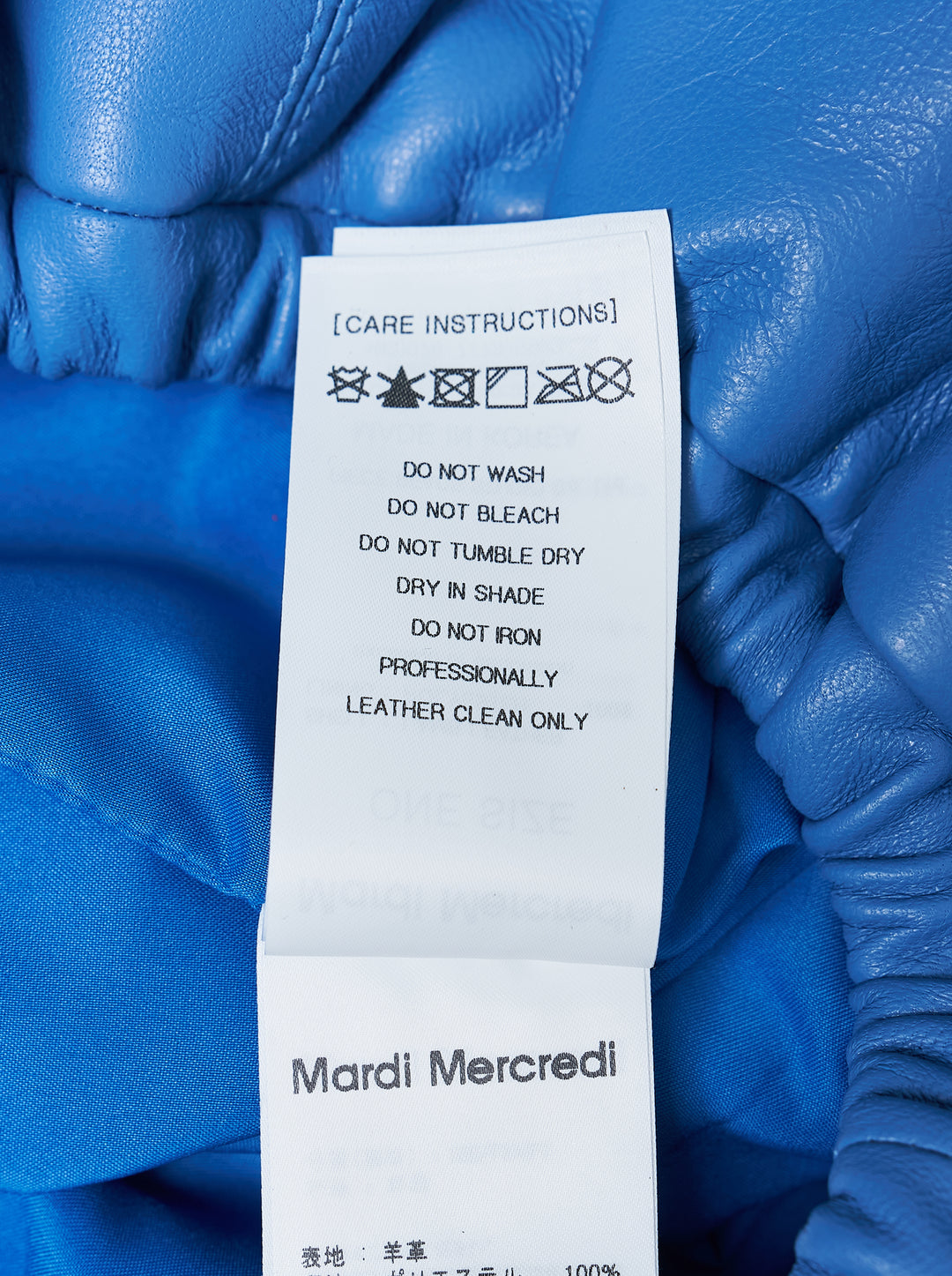 Mardi Mercredi blue lambskin mini skirt with gathered elasticated waistband, shown from the back - view 4