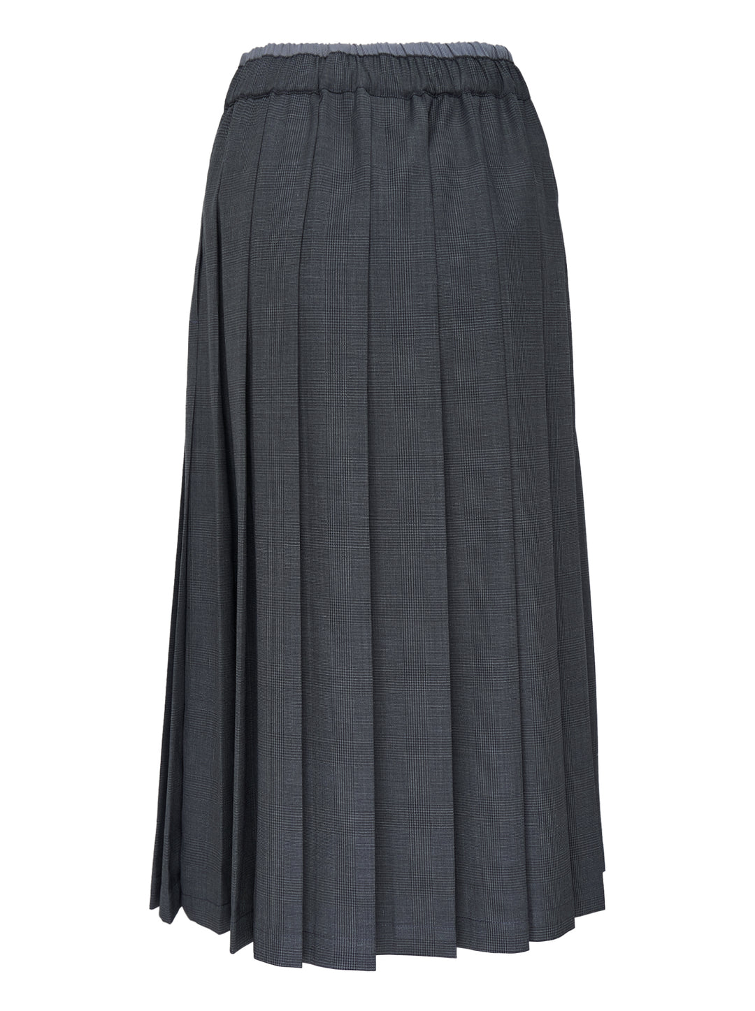 Charcoal glen check wool pleated midi skirt with elasticated waistband by Mardi Mercredi - view 2