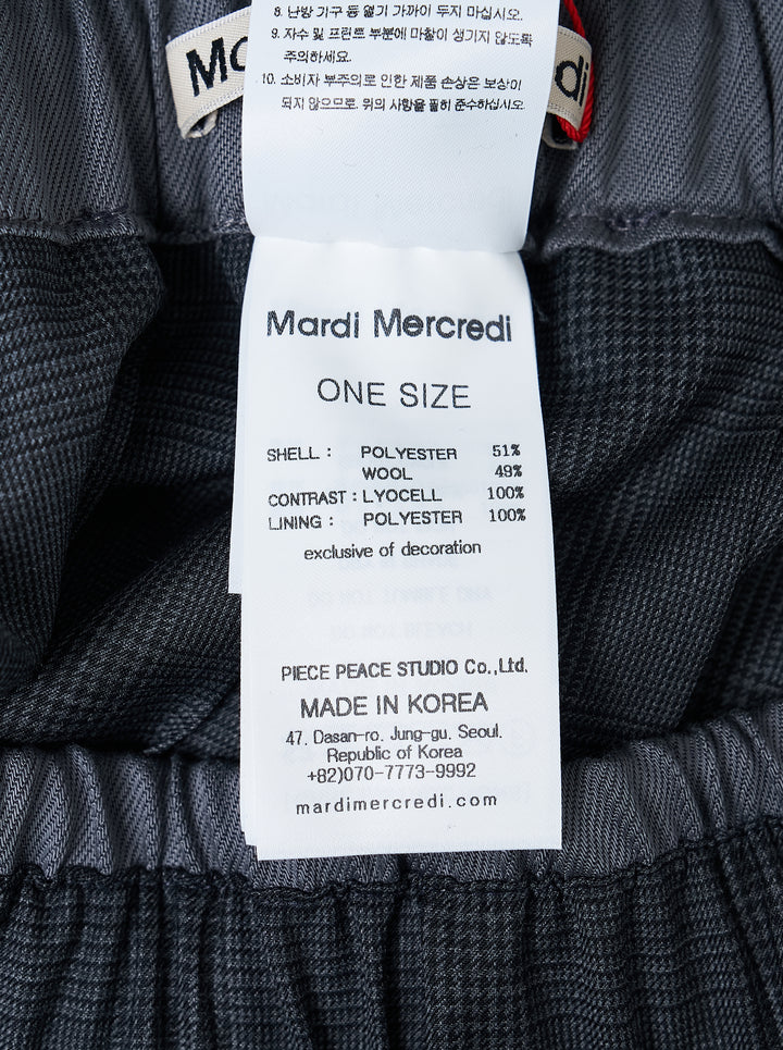 Charcoal glen check wool pleated midi skirt with elasticated waistband by Mardi Mercredi - view 3