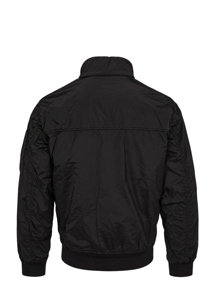 C.P. Company black Nycra-R padded bomber jacket with stand-up collar, double zip front and sleeve lens detail - view 2