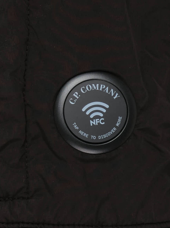 C.P. Company black Nycra-R padded bomber jacket with stand-up collar, double zip front and sleeve lens detail - view 4