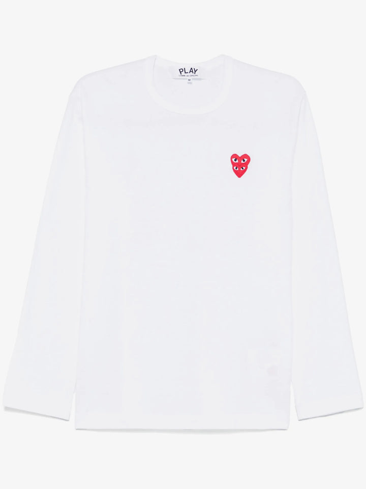 COMME des GARCONS PLAY Stacked Red Heart Long Sleeve Tee