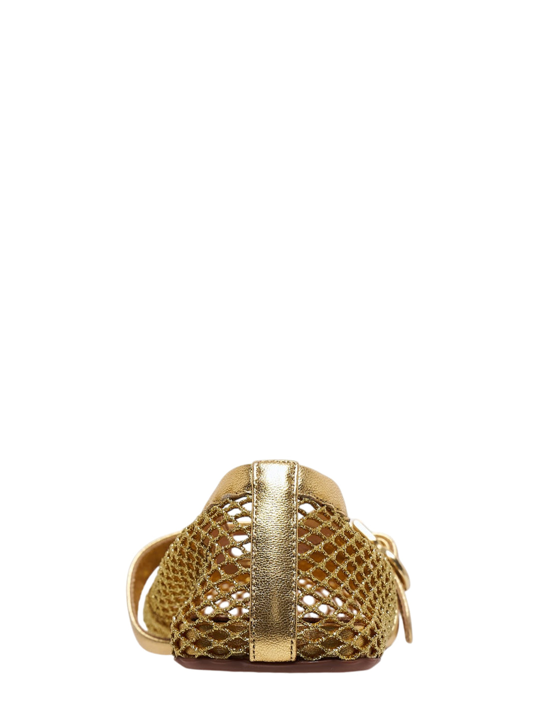 Alaïa La Ballerine Mesh flat in metallic gold with open-weave upper and buckled Mary Jane strap, side view - view 3