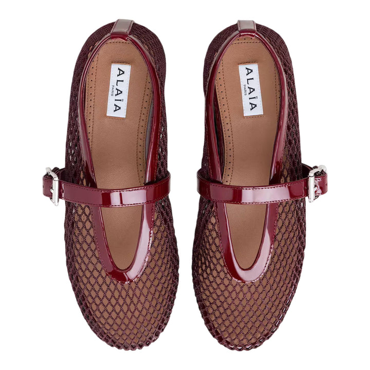 Club21 - ALAIA - Ballet Flats Mesh Patent Leather - FLAT SHOES - Burgundy