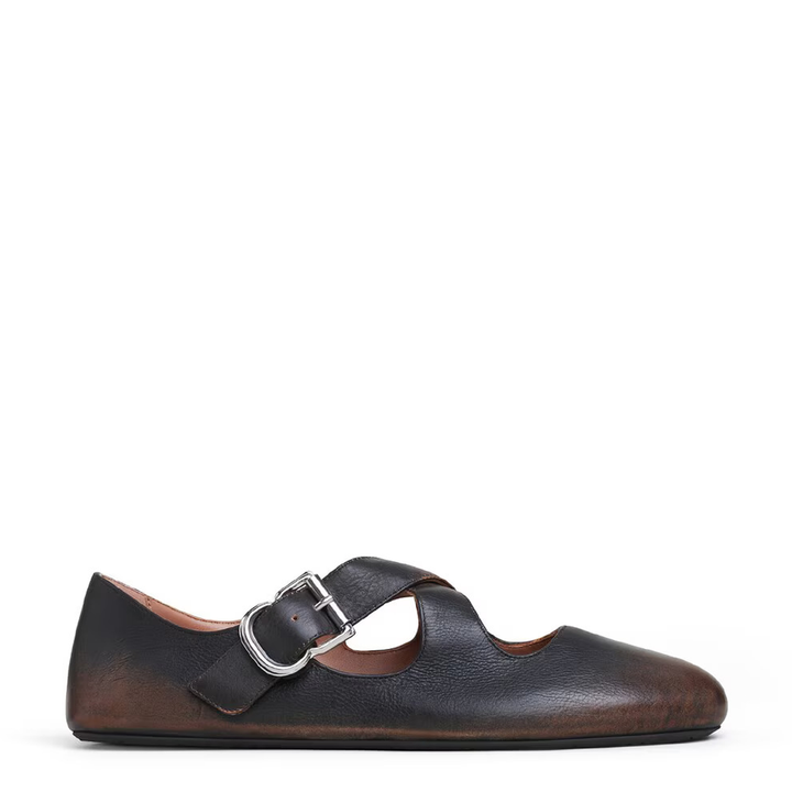 Ballet Flats Treated Calfskin