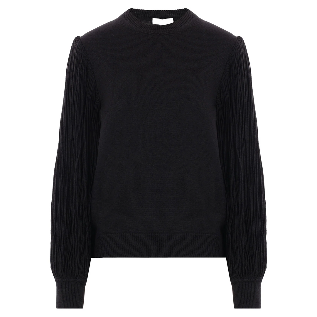 Fringed-Sleeve Knit Jumper