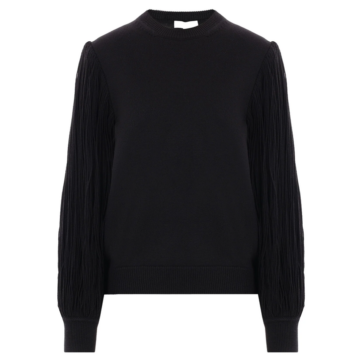 Fringed-Sleeve Knit Jumper