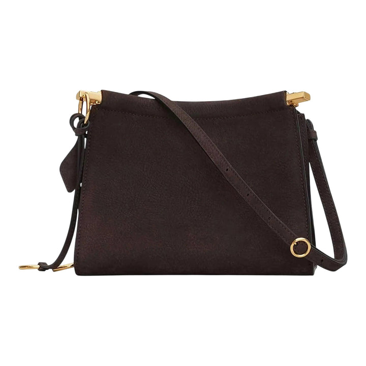 Club21 - ALAIA - Small Shoulder Bag Nubuck Calfskin Leather - HANDBAGS - Dark Brown