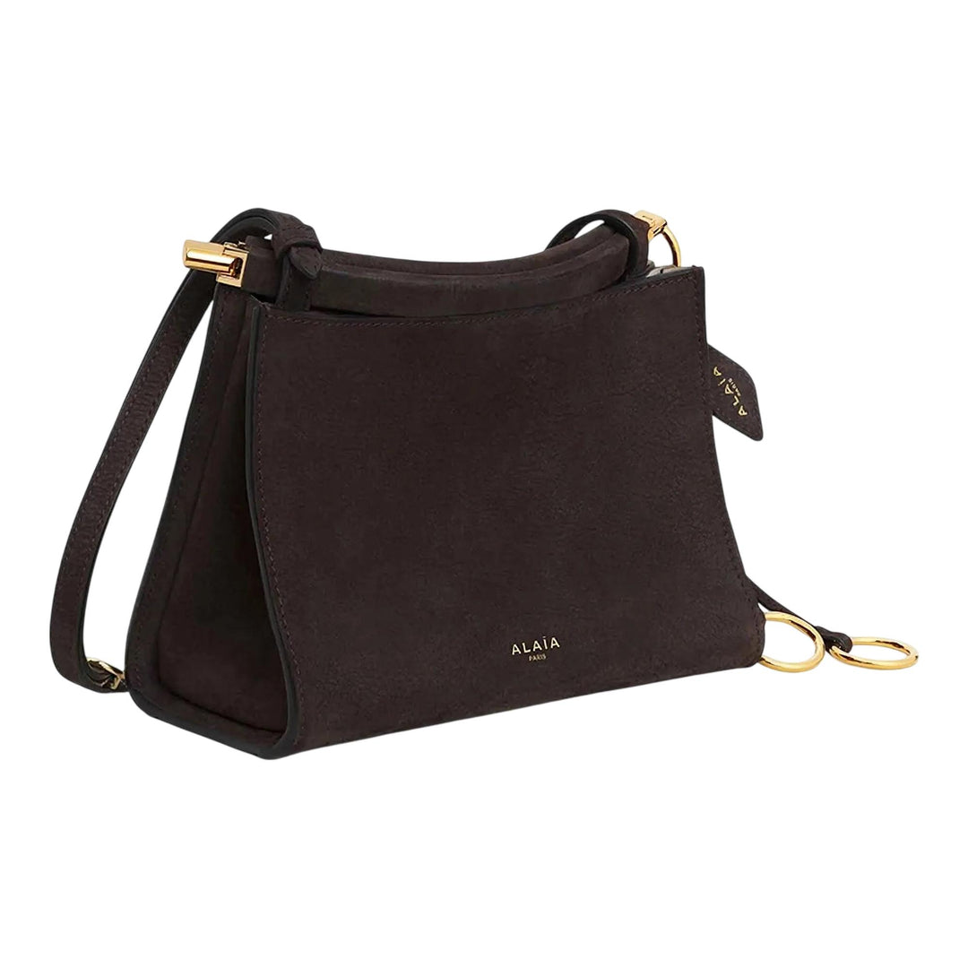 Club21 - ALAIA - Small Shoulder Bag Nubuck Calfskin Leather - HANDBAGS - Dark Brown