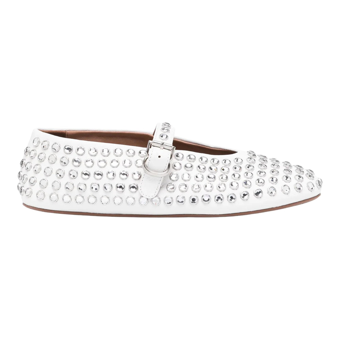Club21 - ALAIA - Strass Lambskin Ballet Flats - FLAT SANDALS - White