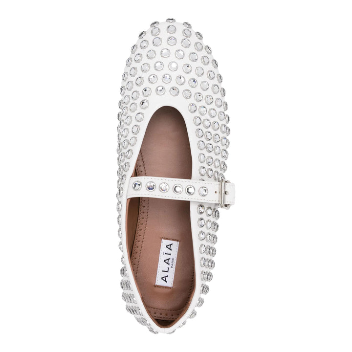 Club21 - ALAIA - Strass Lambskin Ballet Flats - FLAT SANDALS - White