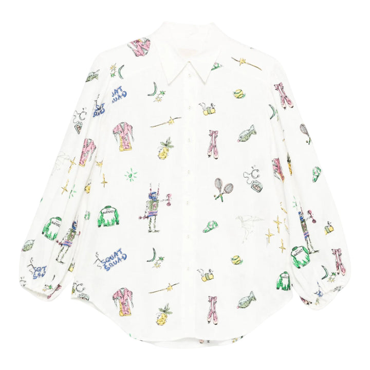 Club21 - ALEMAIS - Play Embroidered Shirt - BLOUSES - White