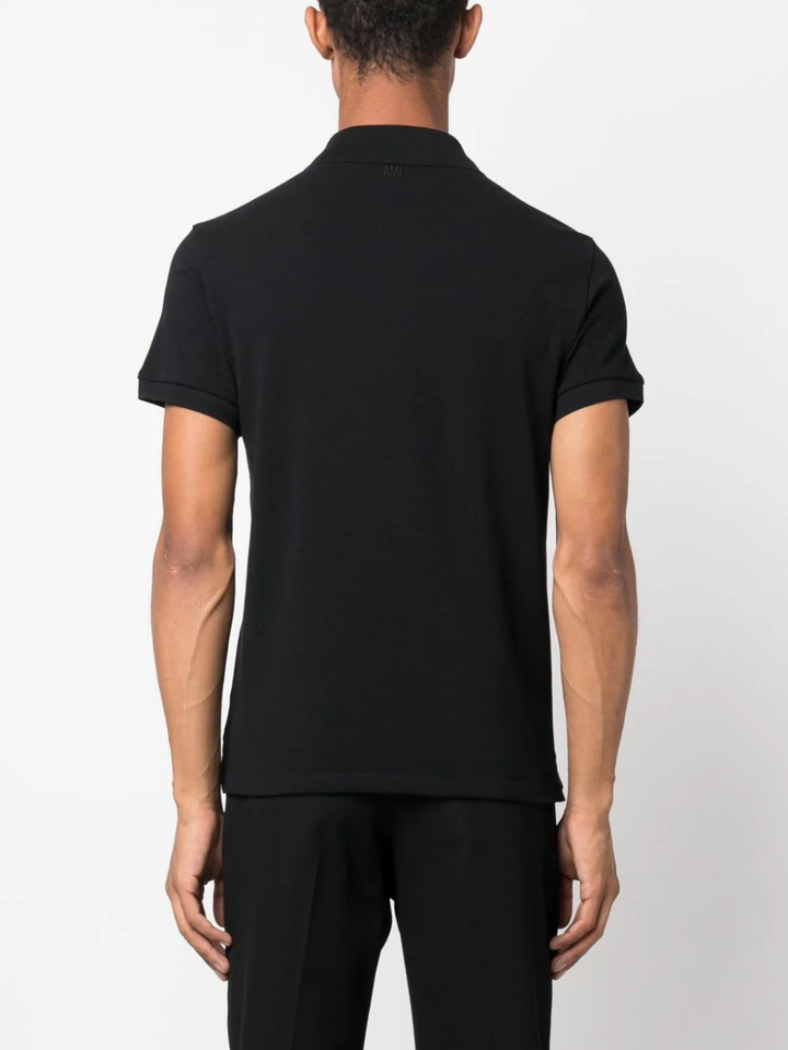 AMI-Paris-Ami De Coeur Polo Shirt-Black-4