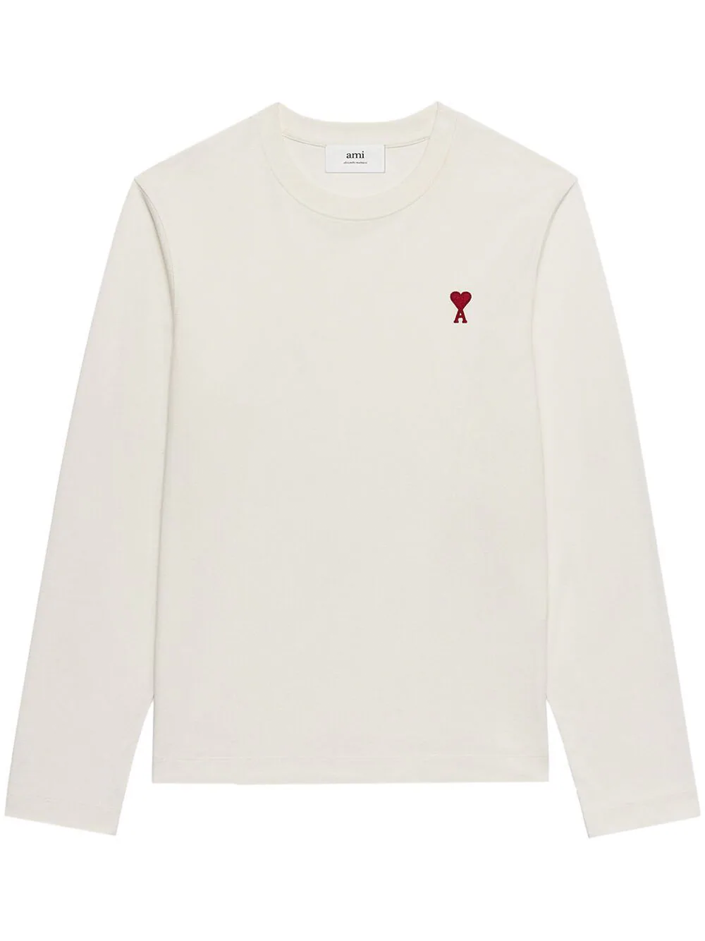 AMI Paris Long Sleeves Red Adc T-Shirt White 1