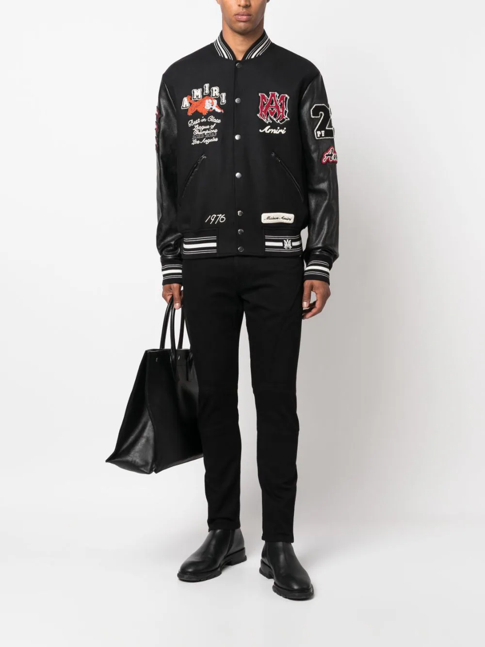 AMIRI Vintage Patch Varsity Bomber Blouson Black 2