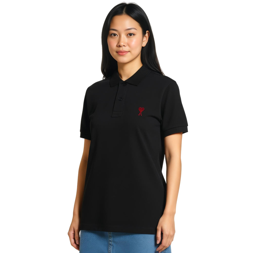 Club21 - AMI - Ami De Coeur Polo Shirt - POLOS - Black