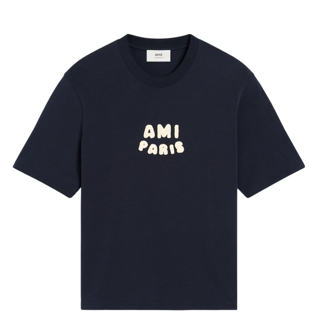 AMI_Ami_Paris_Knitted_Patch_Boxy_Fit_Tee_Blue