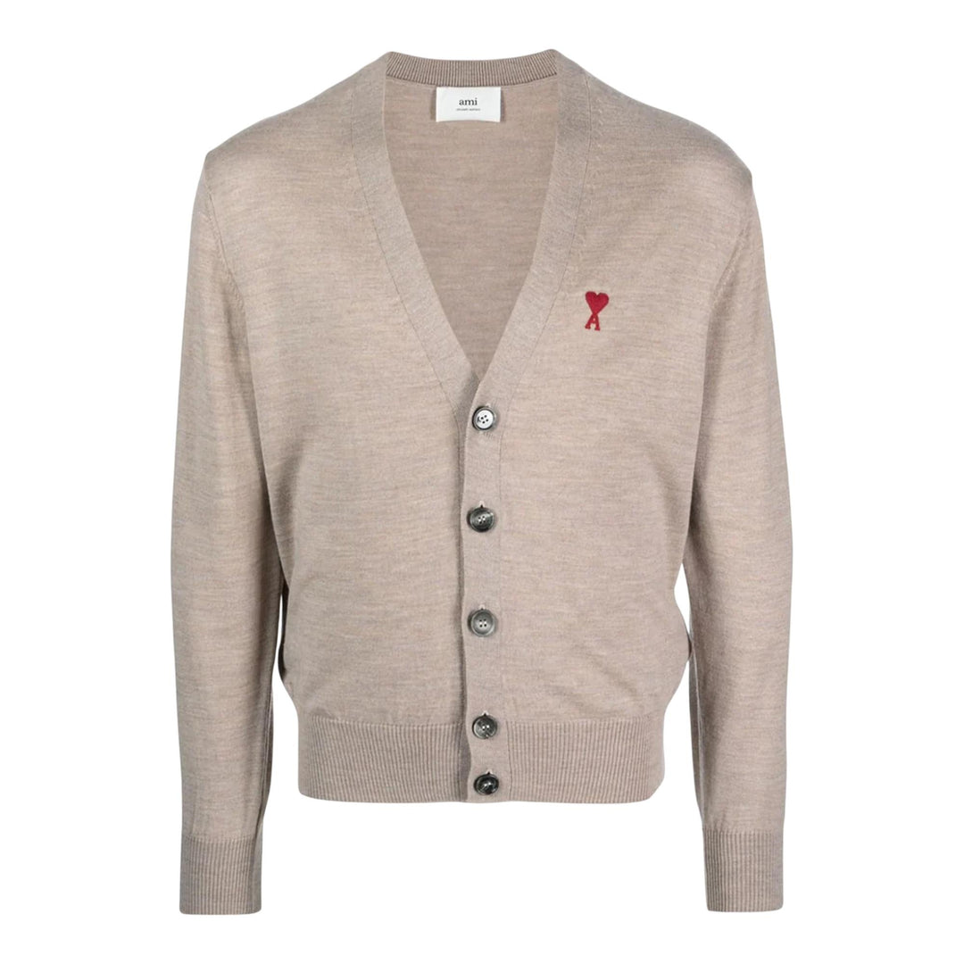 Club21 - AMI - Cardigan With Ami De Coeur - CARDIGANS - Beige