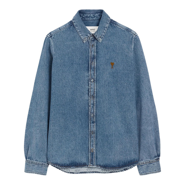 Club21 - AMI - Cotton Button Down ADC Shirt - SHIRTS - Blue
