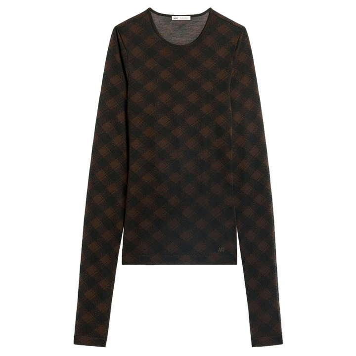 AMI_Long_Sleeve_Fluide_Top_Darkbrown