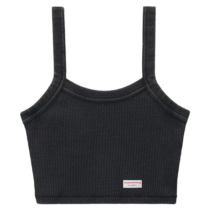 Cropped Camisole In Waffle-Knit Cotton Stretch