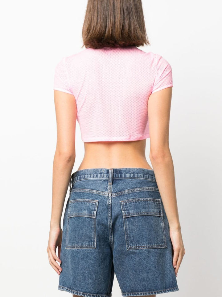 Alexander-Wang-Cropped-Tee-Shirt-With-Logo-Pink-4