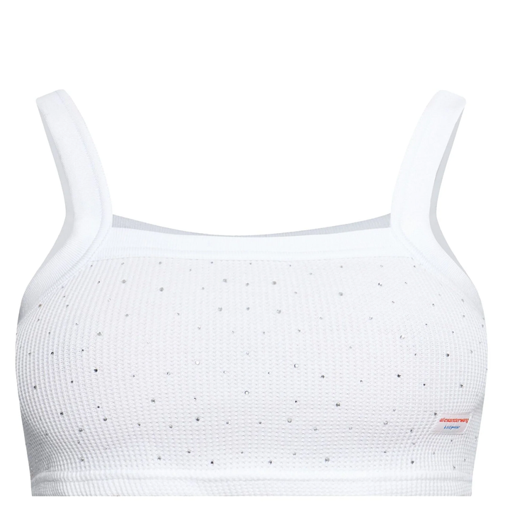Crystal Hotfix Cropped Camisole In Waffle Knit