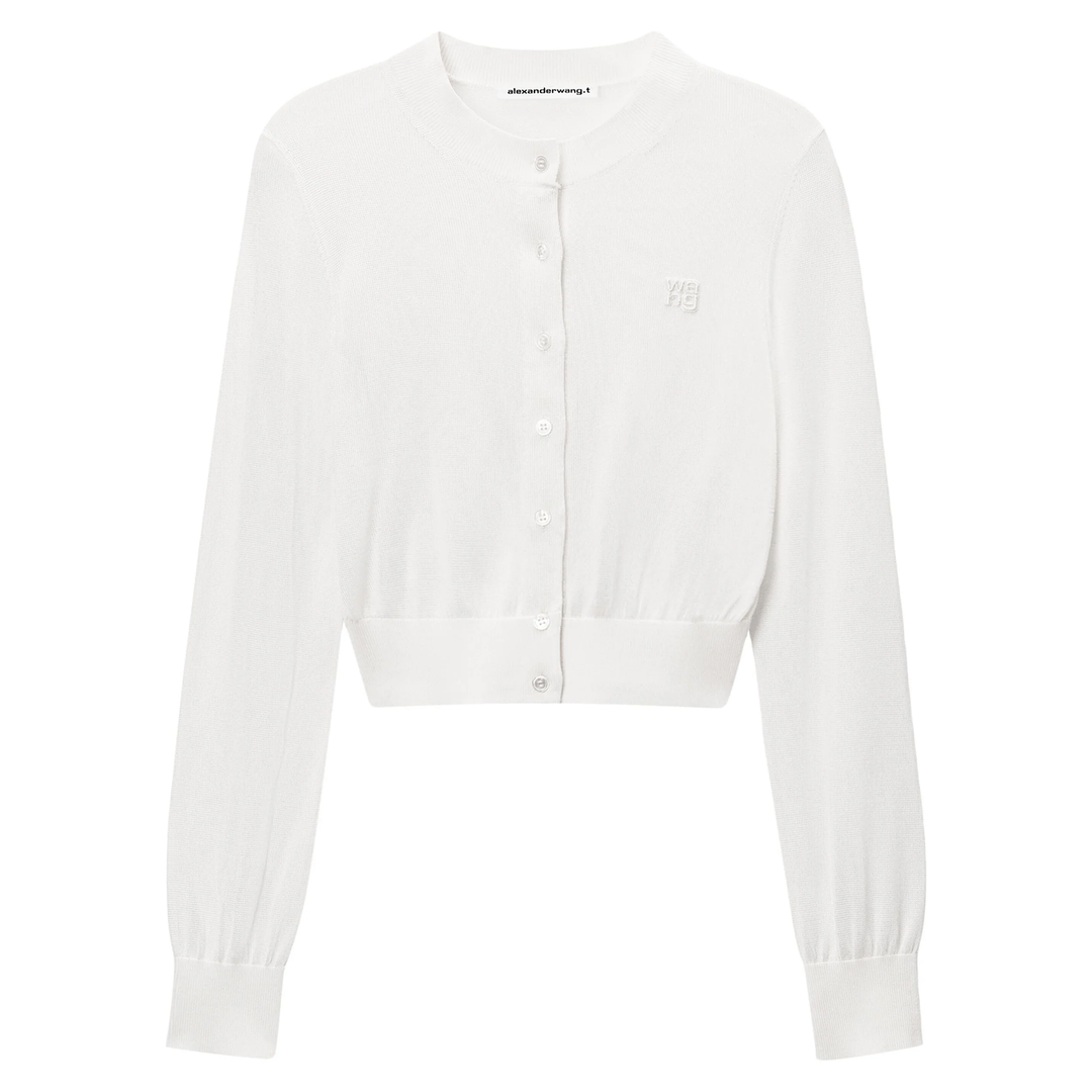 Logo-Embroidered Cropped Cardigan In Viscose