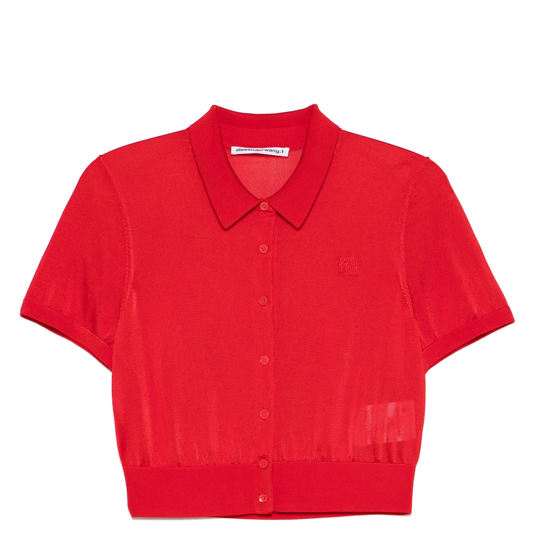 Logo Embroidered Polo Cardigan