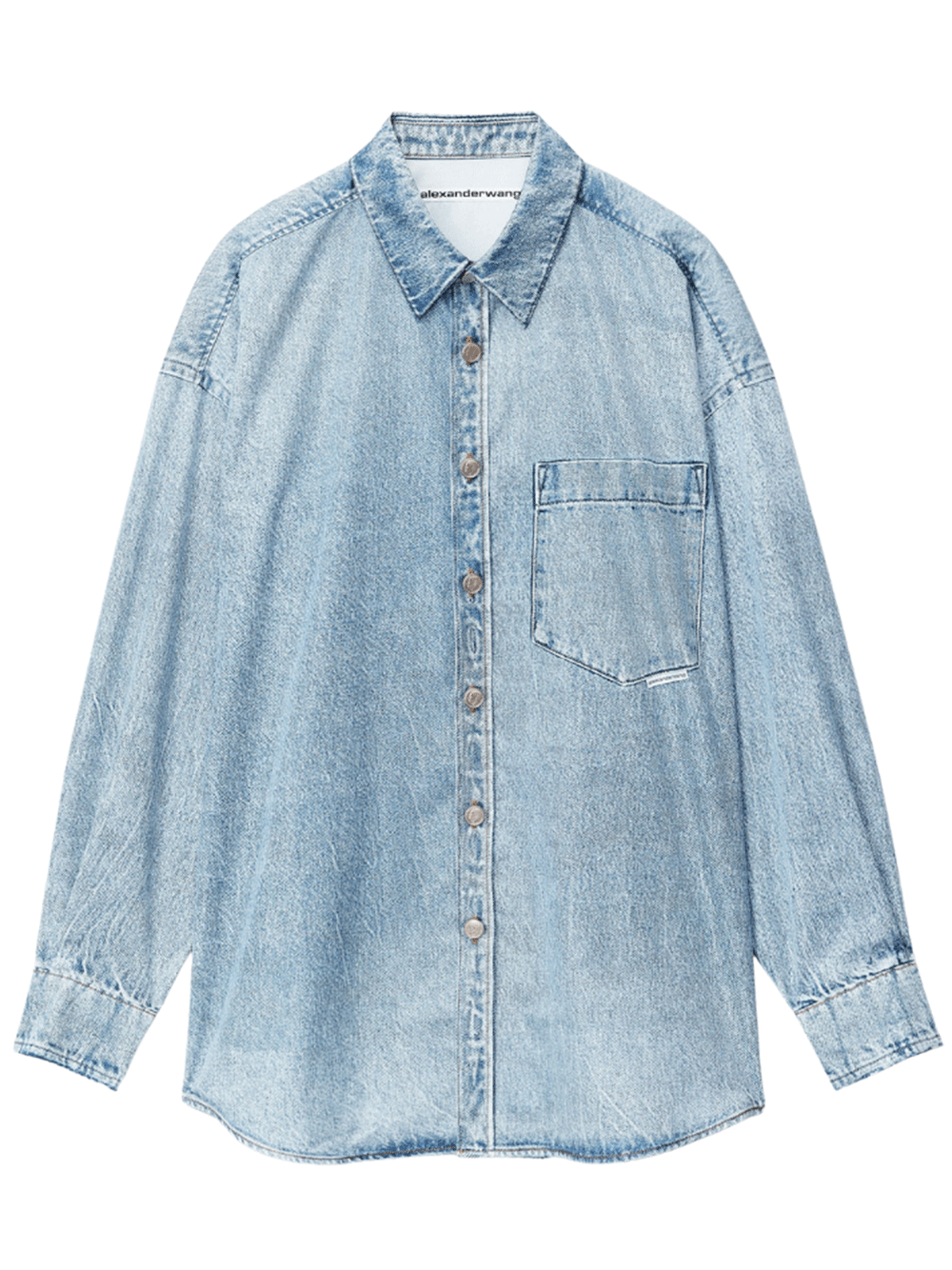 Alexander-Wang-Printed-Denim-Button-Down-Shirt-Blue-1