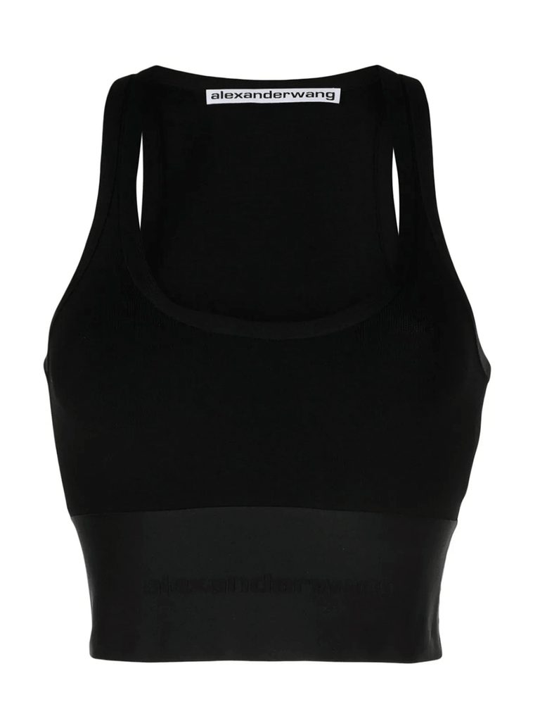 Alexander Wang Scoop Neck Bra Top with Logo Elastic - Black – Kith