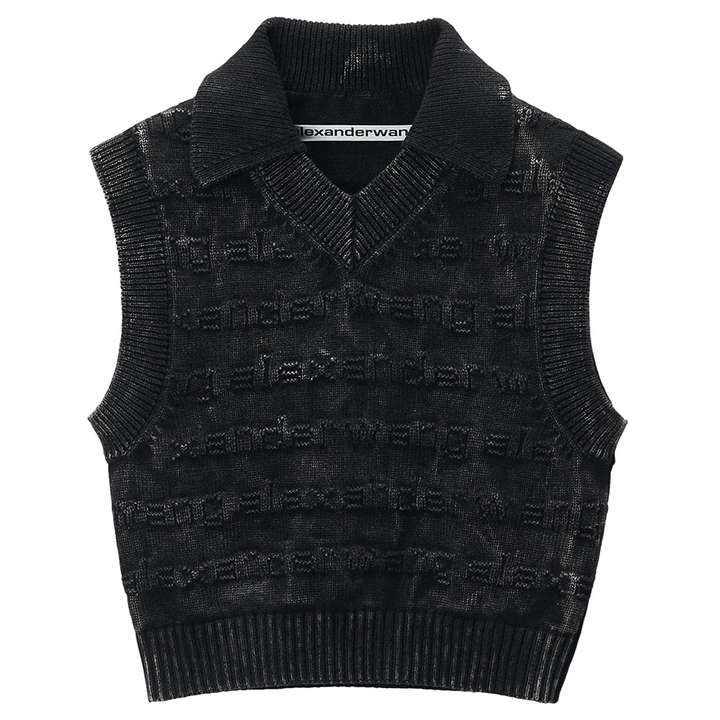 3D Logo Knit Vest In Cotton