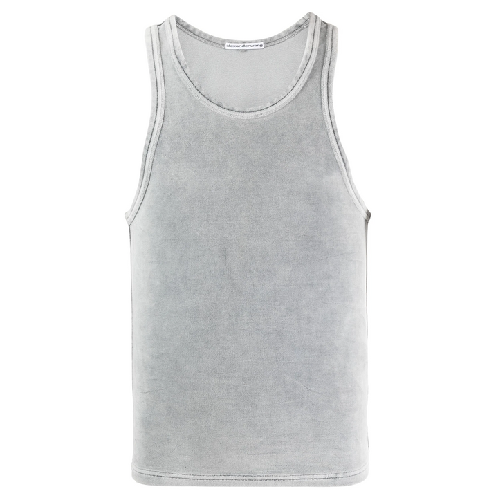 Crew Neck Tank Top In Velour