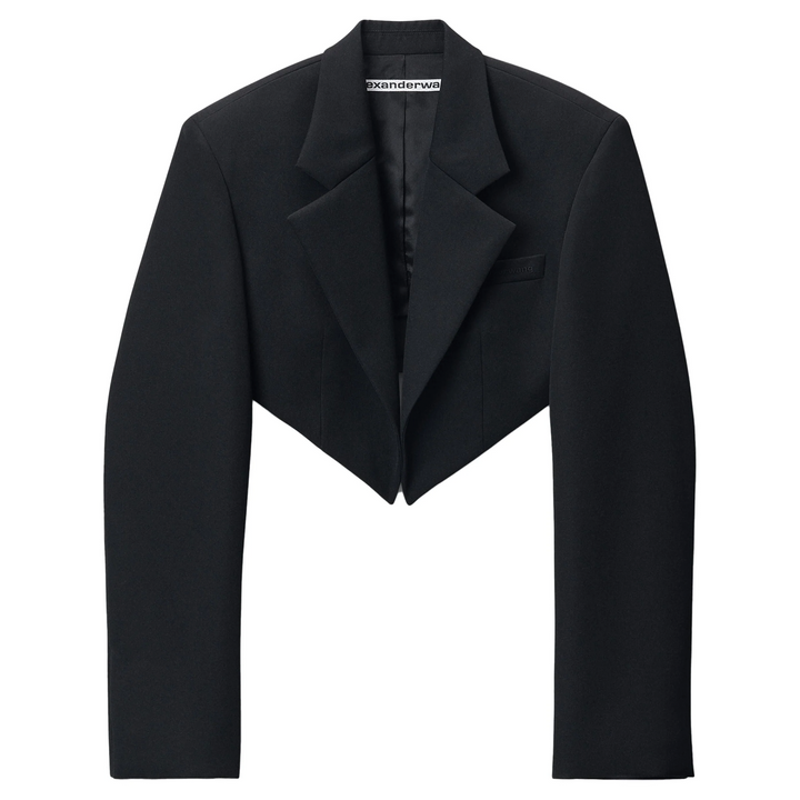 Blazer kiểu tuxedo cắt ngắn với viền nhọn