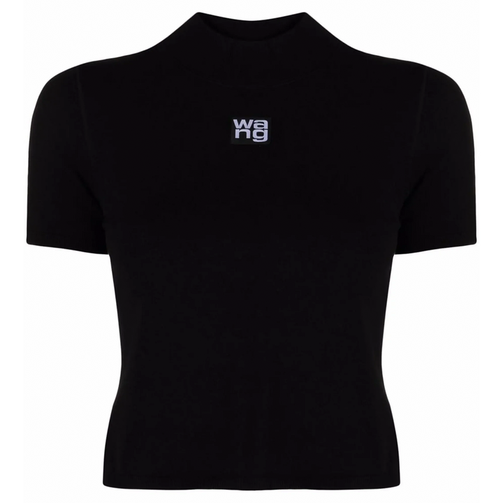 Logo Patch Mock Neck Top In Bodycon Knit