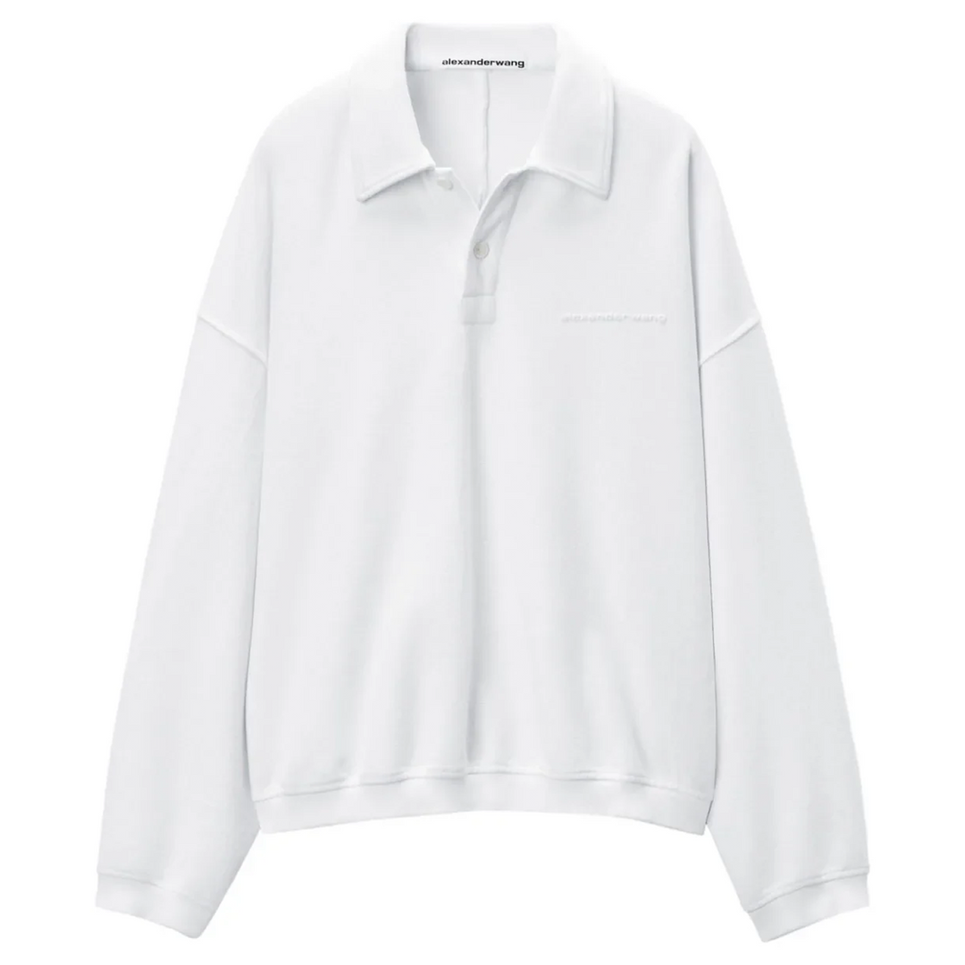 Puffed Logo Oversized Polo Top In Cotton