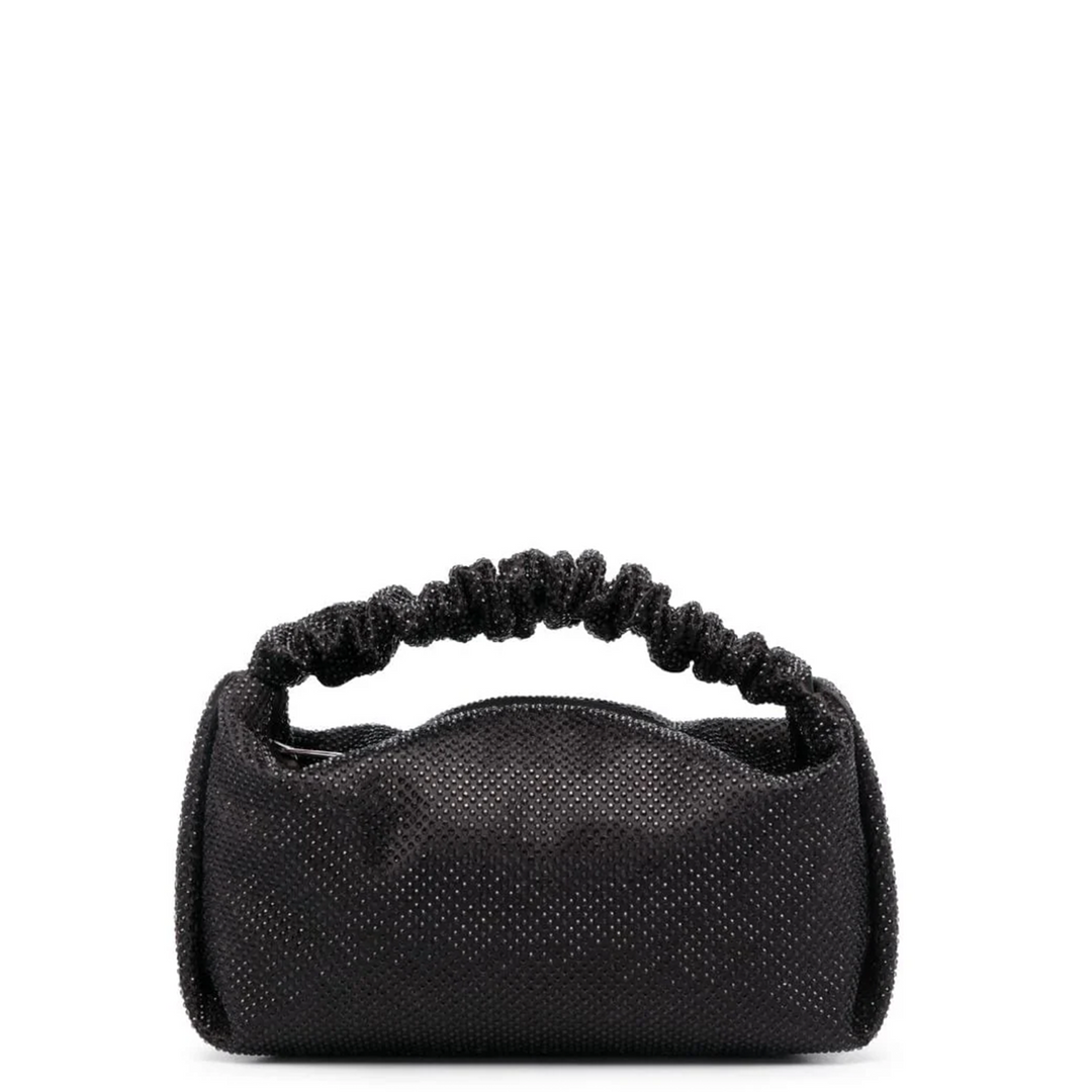 Scrunchie Mini Bag In Satin With Clear Beads - Main Image