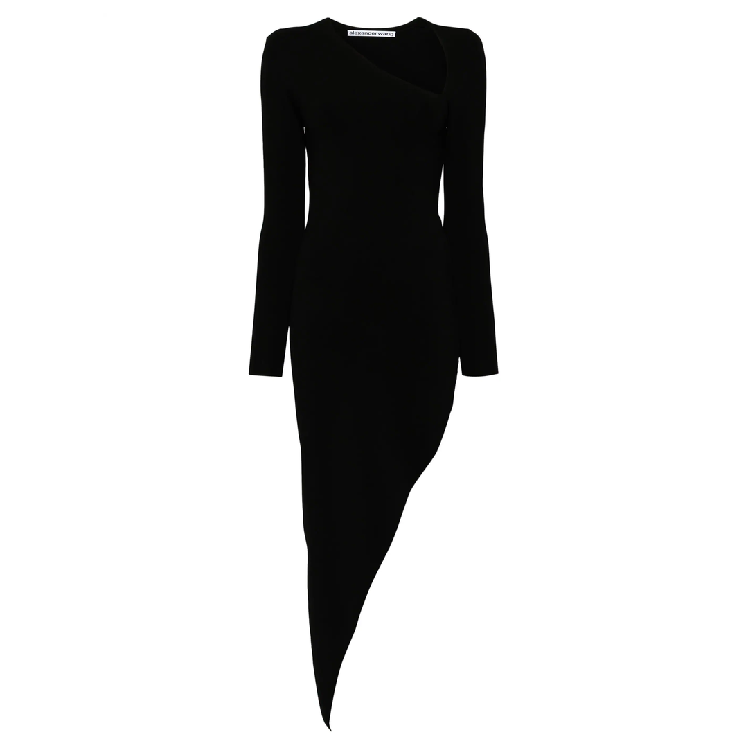 Alexander_Wang_Asymmetric_Long-Sleeve_Bodycon_Maxi_Dress_Black