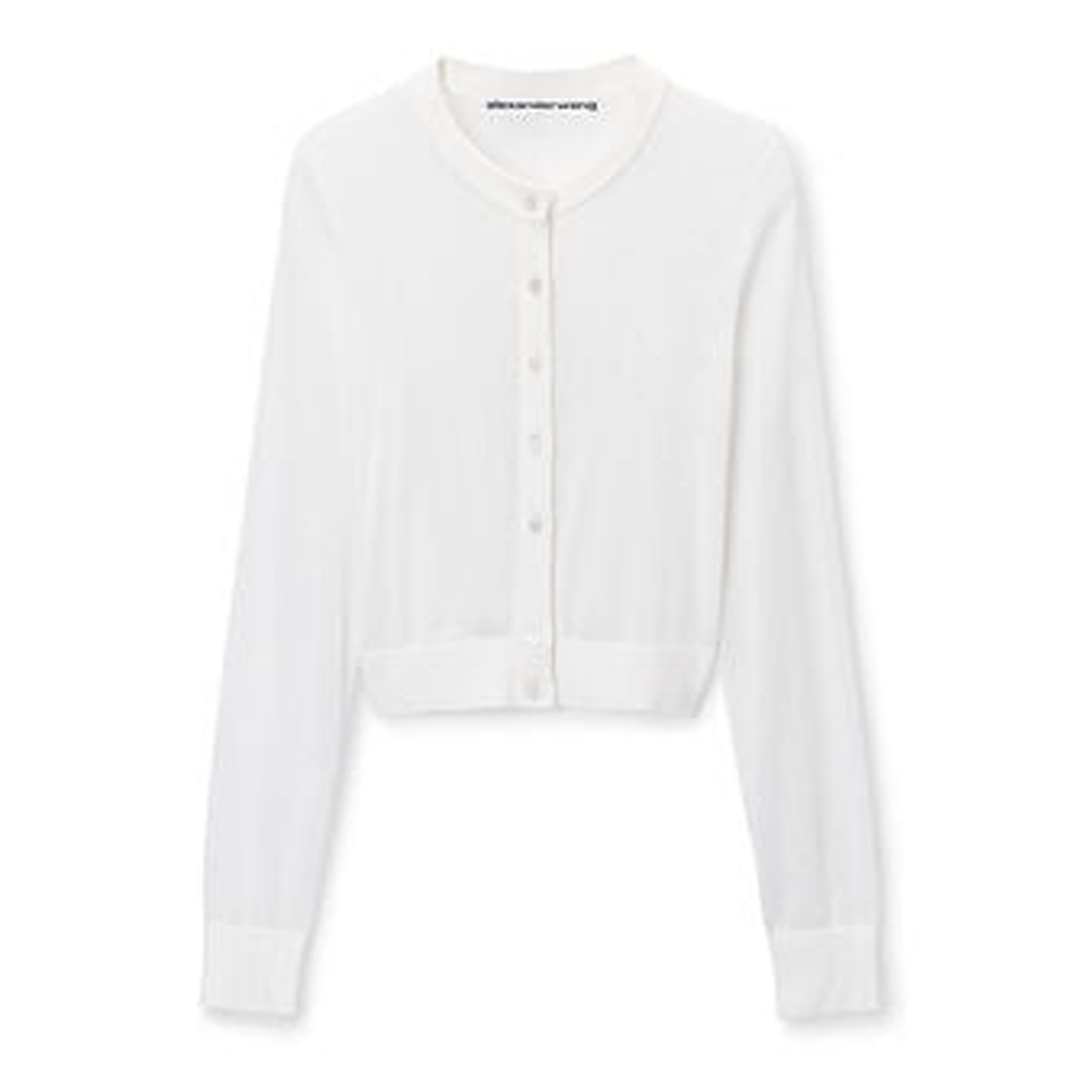 Cropped Cardigan In Clear Bead Hotfix