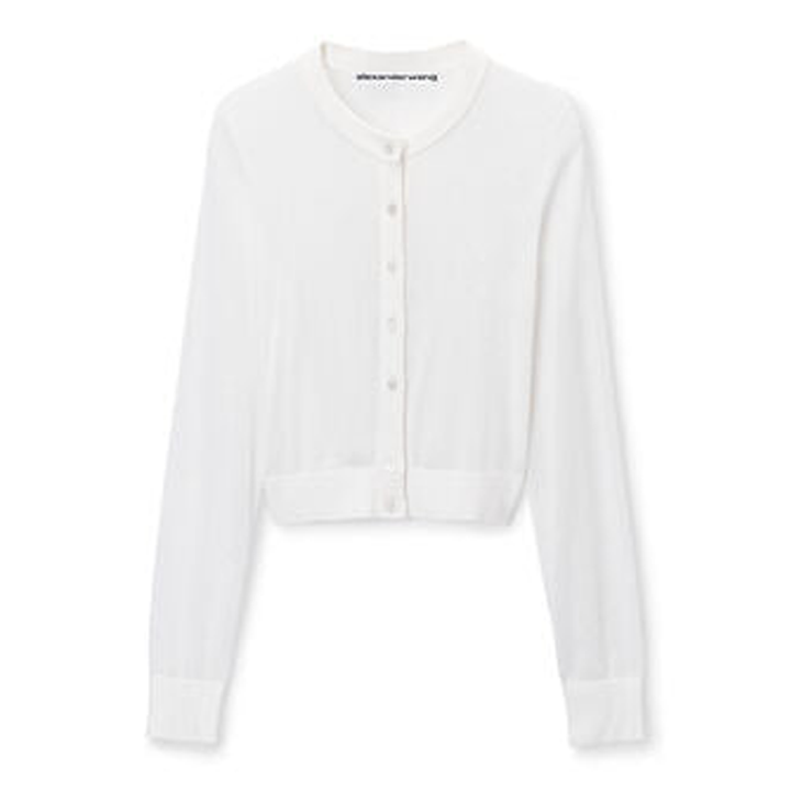 Cropped Cardigan In Clear Bead Hotfix