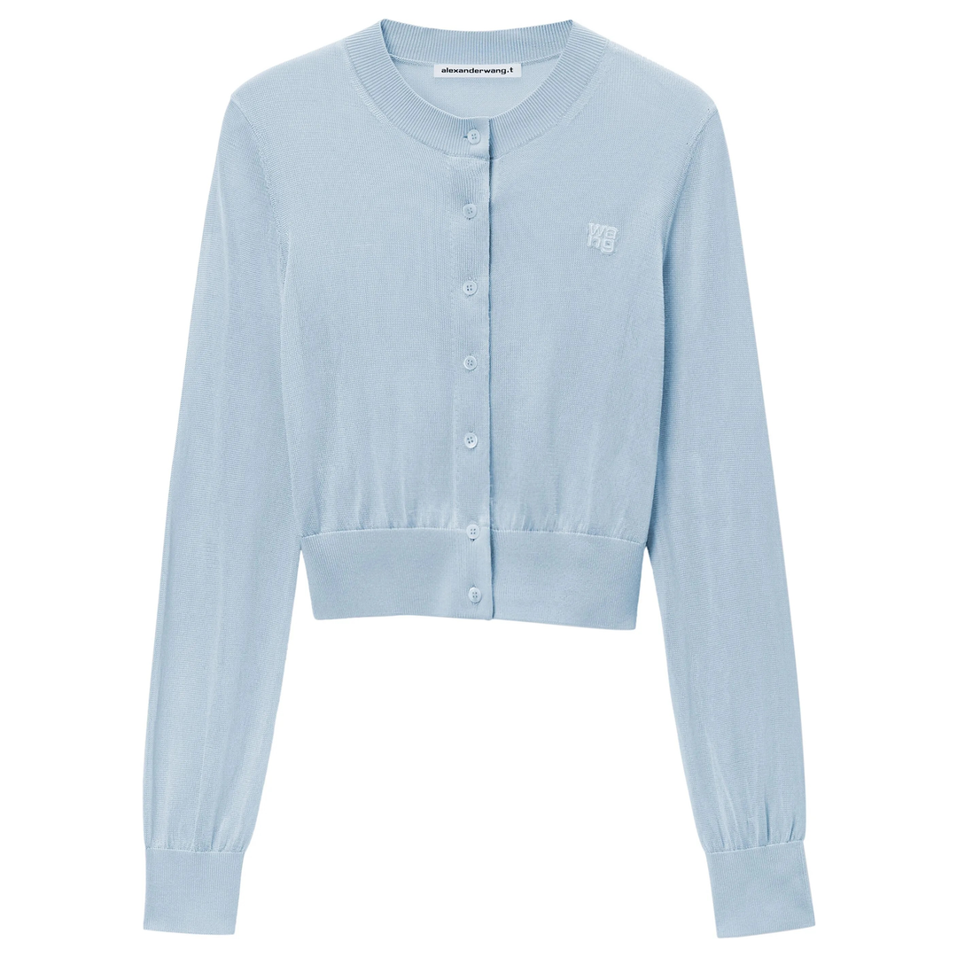 Alexander_Wang_Cropped_Crewneck_Cardigan_Blue